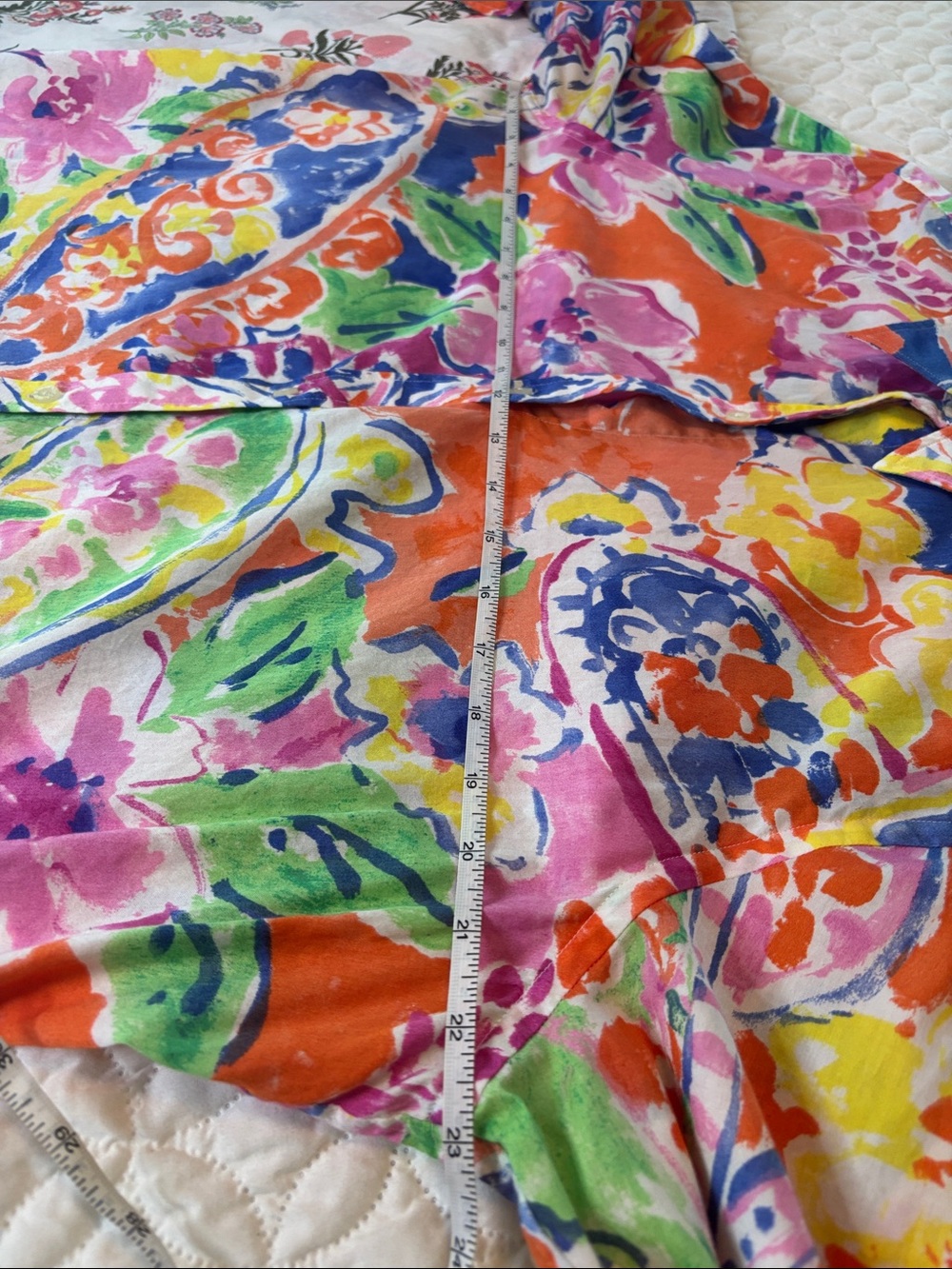 Ralph Lauren Bright Floral Multi-Color Button Down 3/4 Sleeve Shirt XL - Picture 6 of 7
